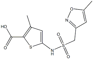 3-methyl-5-[(5-methyl-1,2-oxazol-3-yl)methanesulfonamido]thiophene-2-carboxylic acid Struktur