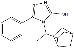 4-(1-{bicyclo[2.2.1]heptan-2-yl}ethyl)-5-phenyl-4H-1,2,4-triazole-3-thiol Struktur