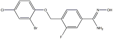 4-(2-bromo-4-chlorophenoxymethyl)-3-fluoro-N'-hydroxybenzene-1-carboximidamide Struktur