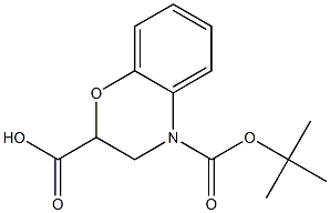 4-(tert-butoxycarbonyl)-3,4-dihydro-2H-1,4-benzoxazine-2-carboxylic acid Struktur