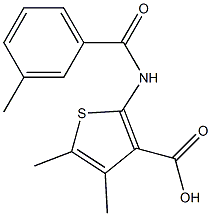 4,5-dimethyl-2-[(3-methylbenzoyl)amino]thiophene-3-carboxylic acid Struktur