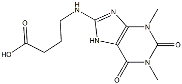 4-[(1,3-dimethyl-2,6-dioxo-2,3,6,7-tetrahydro-1H-purin-8-yl)amino]butanoic acid Struktur