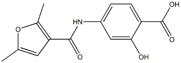 4-[(2,5-dimethyl-3-furoyl)amino]-2-hydroxybenzoic acid Struktur