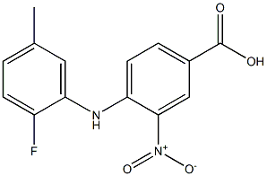 4-[(2-fluoro-5-methylphenyl)amino]-3-nitrobenzoic acid Struktur