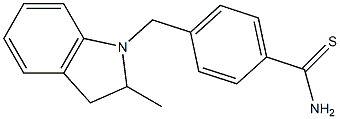 4-[(2-methyl-2,3-dihydro-1H-indol-1-yl)methyl]benzene-1-carbothioamide Struktur