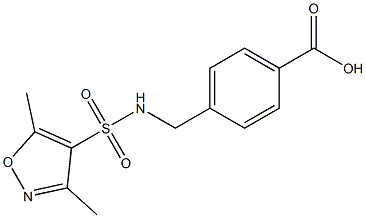 4-[(3,5-dimethyl-1,2-oxazole-4-)sulfonamidomethyl]benzoic acid Struktur