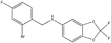 N-[(2-bromo-4-fluorophenyl)methyl]-2,2-difluoro-2H-1,3-benzodioxol-5-amine Struktur