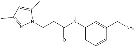 N-[3-(aminomethyl)phenyl]-3-(3,5-dimethyl-1H-pyrazol-1-yl)propanamide Struktur