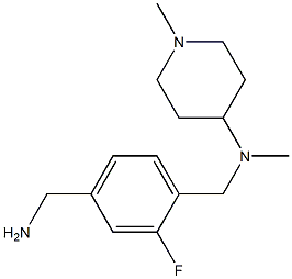 N-{[4-(aminomethyl)-2-fluorophenyl]methyl}-N,1-dimethylpiperidin-4-amine Struktur