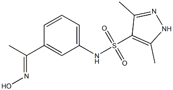 N-{3-[1-(hydroxyimino)ethyl]phenyl}-3,5-dimethyl-1H-pyrazole-4-sulfonamide Struktur