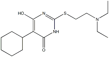 5-cyclohexyl-2-{[2-(diethylamino)ethyl]sulfanyl}-6-hydroxy-4(3H)-pyrimidinone Struktur