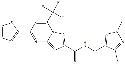 N-[(1,3-dimethyl-1H-pyrazol-4-yl)methyl]-5-(2-thienyl)-7-(trifluoromethyl)pyrazolo[1,5-a]pyrimidine-2-carboxamide Struktur