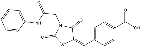 4-{[3-(2-anilino-2-oxoethyl)-2,4-dioxo-1,3-thiazolidin-5-ylidene]methyl}benzoic acid Struktur