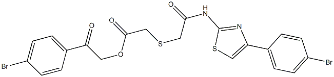 2-(4-bromophenyl)-2-oxoethyl [(2-{[4-(4-bromophenyl)-1,3-thiazol-2-yl]amino}-2-oxoethyl)sulfanyl]acetate Struktur