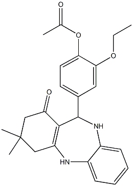 4-(3,3-dimethyl-1-oxo-2,3,4,5,10,11-hexahydro-1H-dibenzo[b,e][1,4]diazepin-11-yl)-2-(ethyloxy)phenyl acetate Struktur