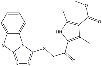 methyl 2,4-dimethyl-5-[([1,2,4]triazolo[3,4-b][1,3]benzothiazol-3-ylsulfanyl)acetyl]-1H-pyrrole-3-carboxylate Struktur