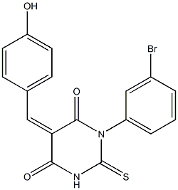 1-(3-bromophenyl)-5-(4-hydroxybenzylidene)-2-thioxodihydro-4,6(1H,5H)-pyrimidinedione Struktur