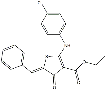 ethyl 5-benzylidene-2-(4-chloroanilino)-4-oxo-4,5-dihydro-3-thiophenecarboxylate Struktur