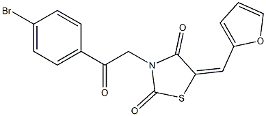 3-[2-(4-bromophenyl)-2-oxoethyl]-5-(2-furylmethylene)-1,3-thiazolidine-2,4-dione Struktur