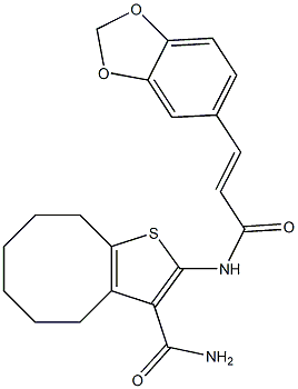 2-{[3-(1,3-benzodioxol-5-yl)acryloyl]amino}-4,5,6,7,8,9-hexahydrocycloocta[b]thiophene-3-carboxamide Struktur