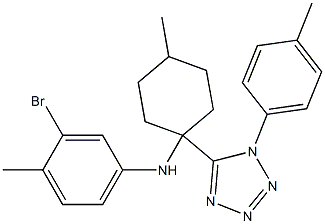 3-bromo-4-methyl-N-{4-methyl-1-[1-(4-methylphenyl)-1H-tetraazol-5-yl]cyclohexyl}aniline Struktur