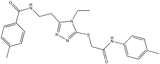 N-[2-(4-ethyl-5-{[2-oxo-2-(4-toluidino)ethyl]sulfanyl}-4H-1,2,4-triazol-3-yl)ethyl]-4-methylbenzamide Struktur