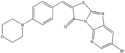 7-bromo-2-[4-(4-morpholinyl)benzylidene][1,3]thiazolo[2',3':2,3]imidazo[4,5-b]pyridin-3(2H)-one Struktur