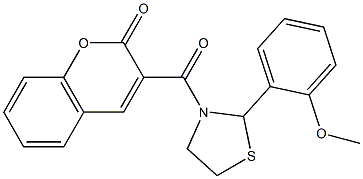 3-{[2-(2-methoxyphenyl)-1,3-thiazolidin-3-yl]carbonyl}-2H-chromen-2-one Struktur