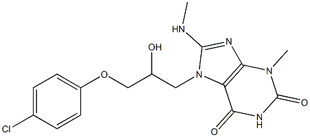 7-[3-(4-chlorophenoxy)-2-hydroxypropyl]-3-methyl-8-(methylamino)-3,7-dihydro-1H-purine-2,6-dione Struktur