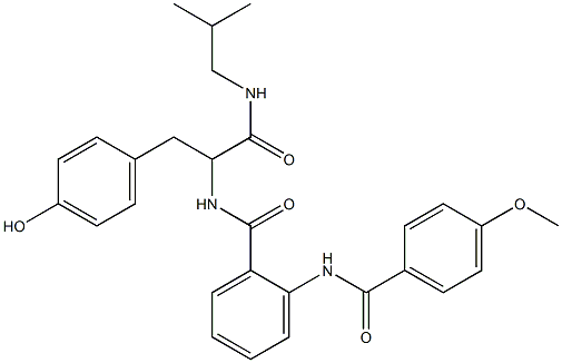 N-[1-(4-hydroxybenzyl)-2-(isobutylamino)-2-oxoethyl]-2-[(4-methoxybenzoyl)amino]benzamide Struktur