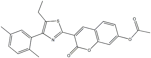 3-[4-(2,5-dimethylphenyl)-5-ethyl-1,3-thiazol-2-yl]-2-oxo-2H-chromen-7-yl acetate Struktur