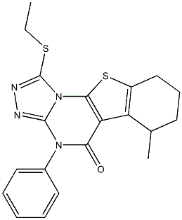 1-(ethylsulfanyl)-6-methyl-4-phenyl-6,7,8,9-tetrahydro[1]benzothieno[3,2-e][1,2,4]triazolo[4,3-a]pyrimidin-5(4H)-one Struktur