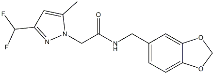 N-(1,3-benzodioxol-5-ylmethyl)-2-[3-(difluoromethyl)-5-methyl-1H-pyrazol-1-yl]acetamide Struktur