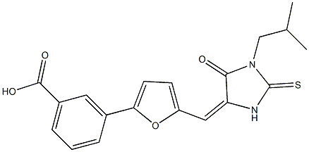 3-{5-[(1-isobutyl-5-oxo-2-thioxo-4-imidazolidinylidene)methyl]-2-furyl}benzoic acid Struktur