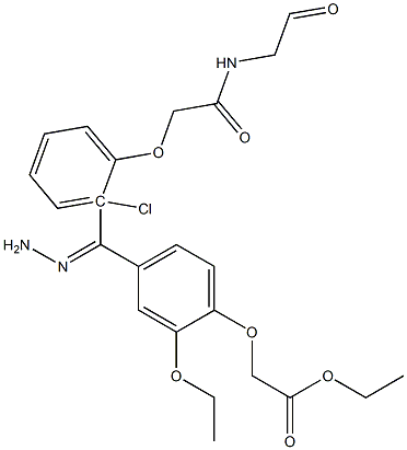 ethyl {4-[2-({[(2-chlorophenoxy)acetyl]amino}acetyl)carbohydrazonoyl]-2-ethoxyphenoxy}acetate Struktur