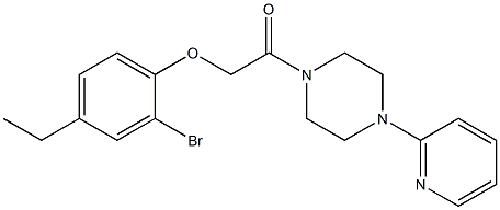 2-bromo-4-ethylphenyl 2-oxo-2-[4-(2-pyridinyl)-1-piperazinyl]ethyl ether Struktur