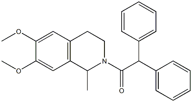 2-(diphenylacetyl)-6,7-dimethoxy-1-methyl-1,2,3,4-tetrahydroisoquinoline Struktur