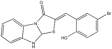 2-(5-bromo-2-hydroxybenzylidene)-9,9a-dihydro[1,3]thiazolo[3,2-a]benzimidazol-3(2H)-one Struktur