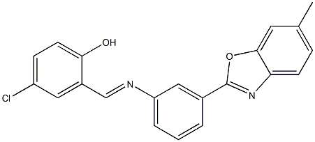 4-chloro-2-({[3-(6-methyl-1,3-benzoxazol-2-yl)phenyl]imino}methyl)phenol Struktur