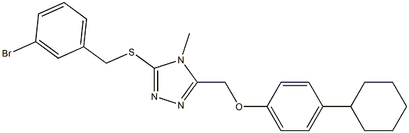 3-[(3-bromobenzyl)sulfanyl]-5-[(4-cyclohexylphenoxy)methyl]-4-methyl-4H-1,2,4-triazole Struktur