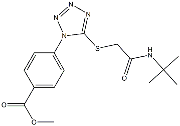 methyl 4-(5-{[2-(tert-butylamino)-2-oxoethyl]sulfanyl}-1H-tetraazol-1-yl)benzoate Struktur