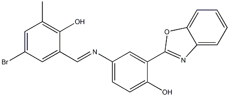 2-({[3-(1,3-benzoxazol-2-yl)-4-hydroxyphenyl]imino}methyl)-4-bromo-6-methylphenol Struktur