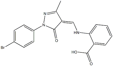 2-({[1-(4-bromophenyl)-3-methyl-5-oxo-1,5-dihydro-4H-pyrazol-4-ylidene]methyl}amino)benzoic acid Struktur