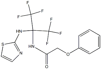 2-phenoxy-N-[2,2,2-trifluoro-1-(1,3-thiazol-2-ylamino)-1-(trifluoromethyl)ethyl]acetamide Struktur