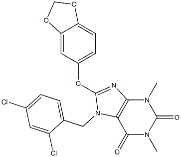 8-(1,3-benzodioxol-5-yloxy)-7-(2,4-dichlorobenzyl)-1,3-dimethyl-3,7-dihydro-1H-purine-2,6-dione Struktur