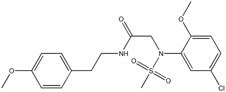 2-[5-chloro-2-methoxy(methylsulfonyl)anilino]-N-[2-(4-methoxyphenyl)ethyl]acetamide Struktur