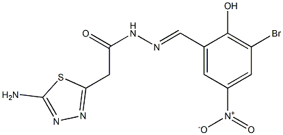 2-(5-amino-1,3,4-thiadiazol-2-yl)-N'-{3-bromo-2-hydroxy-5-nitrobenzylidene}acetohydrazide Struktur