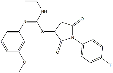 1-(4-fluorophenyl)-2,5-dioxo-3-pyrrolidinyl N-ethyl-N'-(3-methoxyphenyl)imidothiocarbamate Struktur