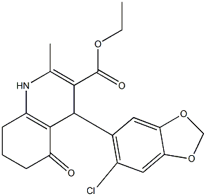 ethyl 4-(6-chloro-1,3-benzodioxol-5-yl)-2-methyl-5-oxo-1,4,5,6,7,8-hexahydro-3-quinolinecarboxylate Struktur