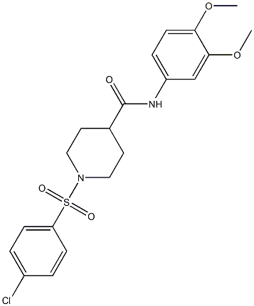 1-[(4-chlorophenyl)sulfonyl]-N-(3,4-dimethoxyphenyl)-4-piperidinecarboxamide Struktur